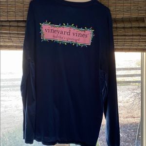 Navy Vineyard Vines Long Sleeve Pocket Tee